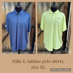 Bundle of men’s gold polo shirts, Nike & Adidas, size XL